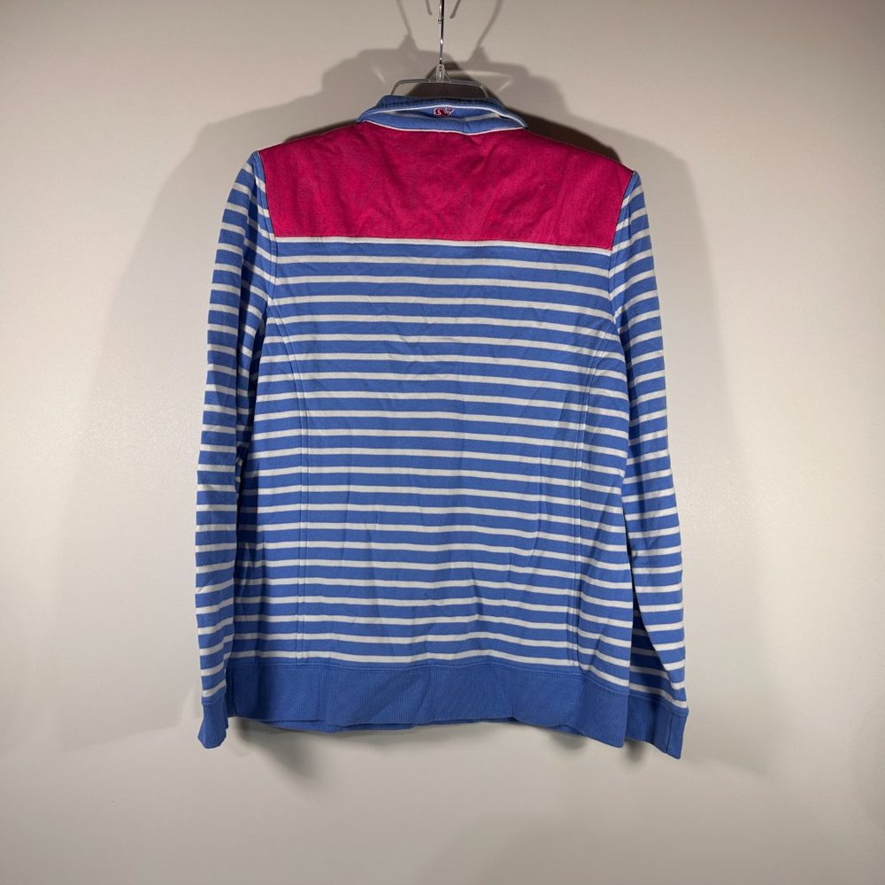 Vineyard Vines Blue White Pink 1/4 Zip Pull Over Women Size M - Picture 5 of 7